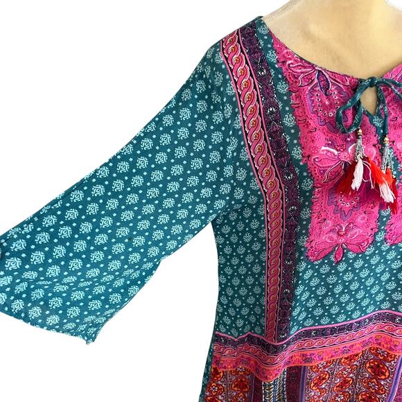 Anandas Collection Boho Peasant Blouse with Tassels EUC Size XL - Picture 5 of 10